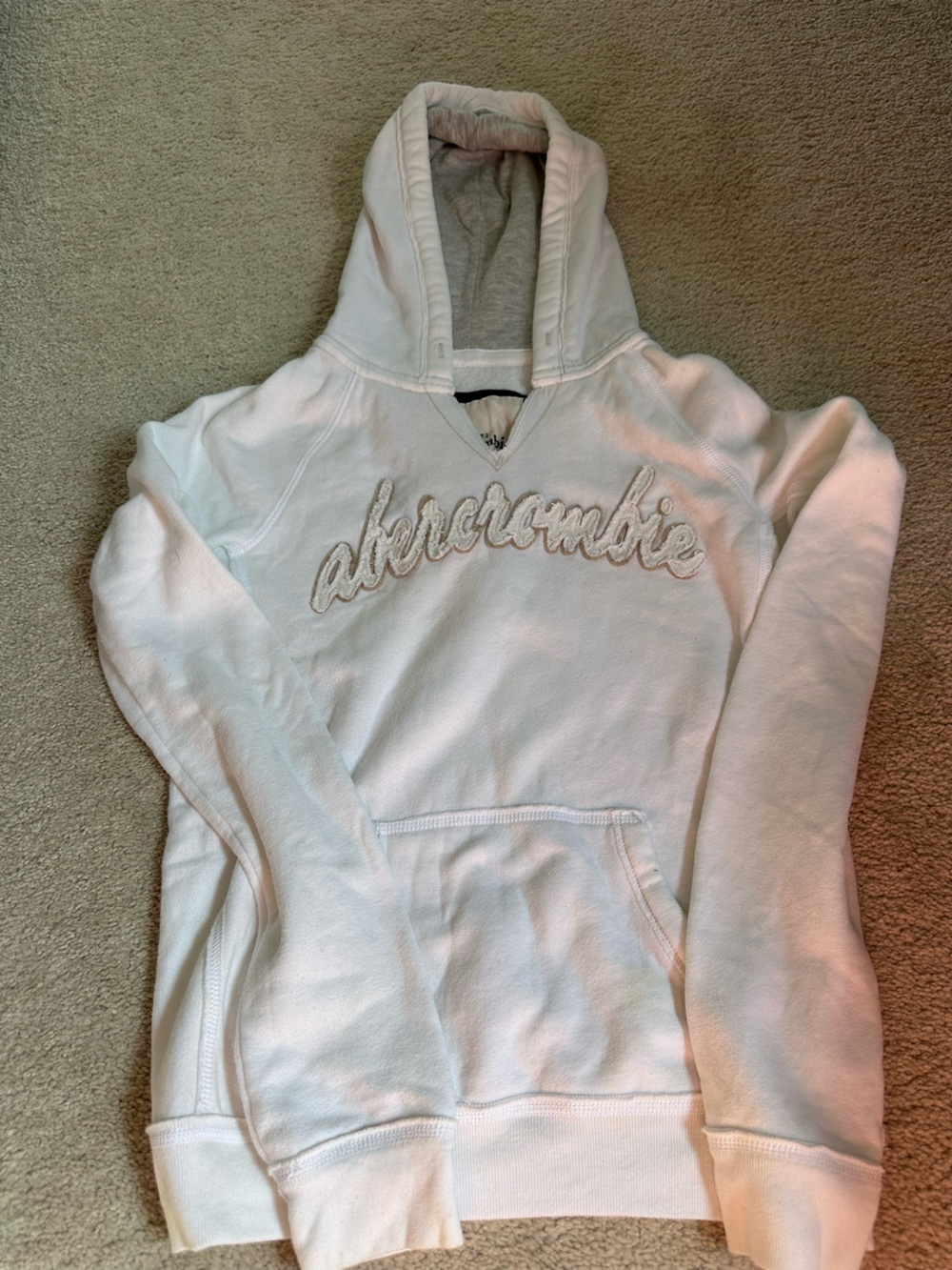 Abercrombie Kids White Embroidered Hoodie XL